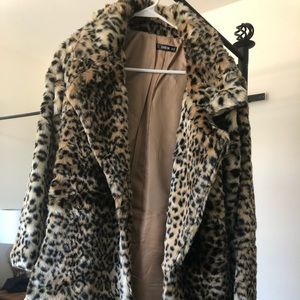 Leopard Print Faux Fur Coat